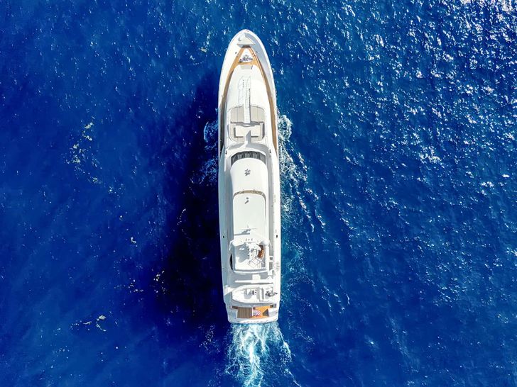 REAL SUMMERTIME Sovereign 120 Crewed Motor Yacht Aerial View