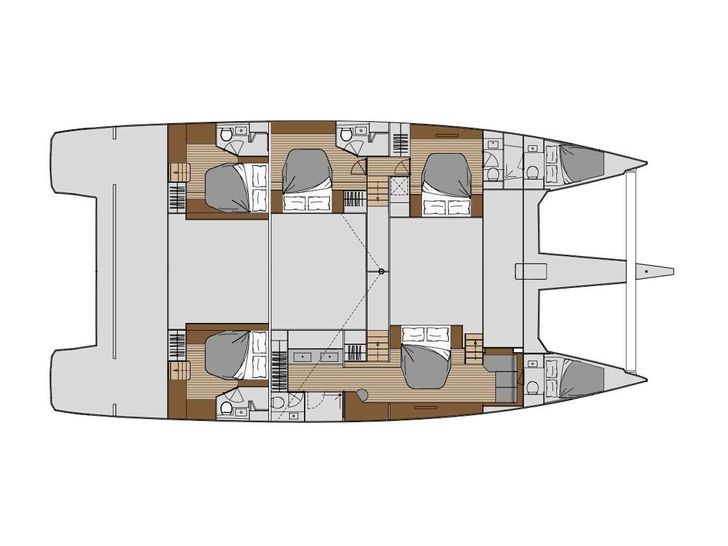 DOLLY Fountaine Pajot Alegria 67 Crewed Catamaran Yacht layout
