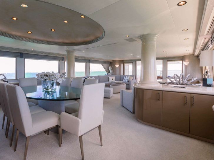 ATLANTIC Westport 108 Crewed Motor Yacht Dining ATLANTIC Westport 108 Crewed Motor Yacht Dining