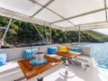 SANDY CINCO Fountaine Pajot Ipanema 58 - flybridge seating and dining area SANDY CINCO Fountaine Pajot Ipanema 58 - flybridge seating and dining area