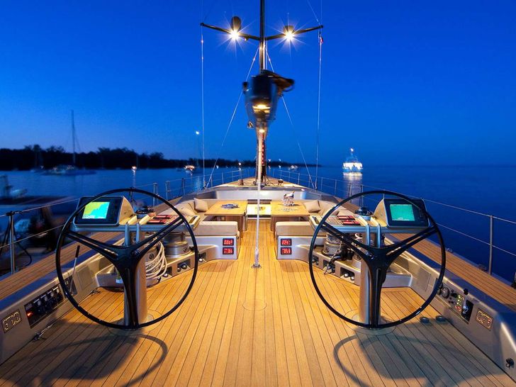 RUNNING ON FAITH - Wally Yachts 30 m,upper deck by night RUNNING ON FAITH - Wally Yachts 30 m,upper deck by night