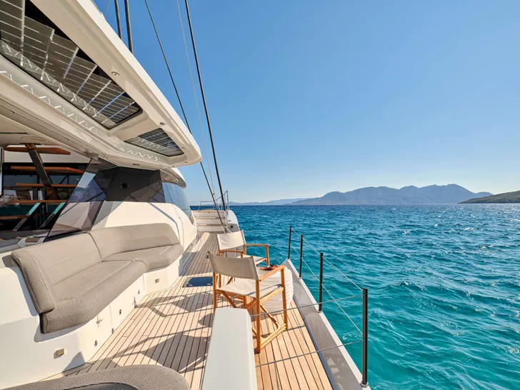 ALOIA 80 Fountaine Pajot Thira 80 - side balcony ALOIA 80 Fountaine Pajot Thira 80 - side balcony