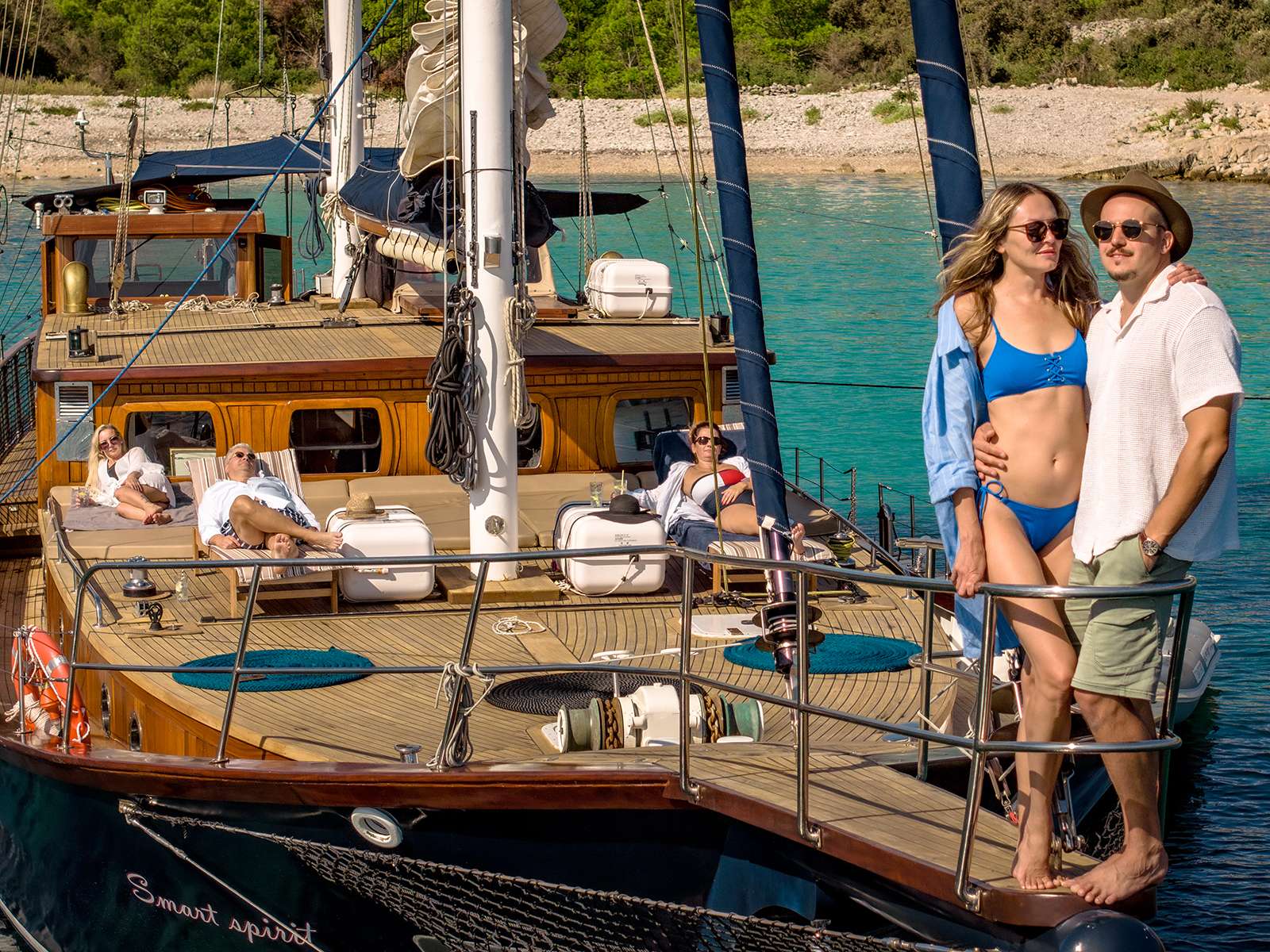 SMART SPIRIT Custom Gulet 25m - guests sunbathing