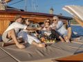 SMART SPIRIT Custom Gulet 25m - guests enjoying wine onboard SMART SPIRIT Custom Gulet 25m - guests enjoying wine onboard