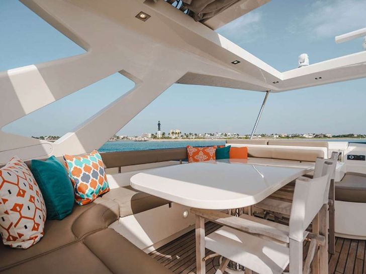 HOYA SAXA Ferretti 850 Crewed Motor Yacht Flybrudge Seating HOYA SAXA Ferretti 850 Crewed Motor Yacht Flybrudge Seating