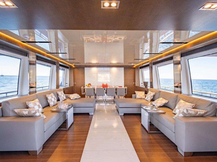 BACCARAT Amer Cento Quad Crewed Motor Yacht Main salon