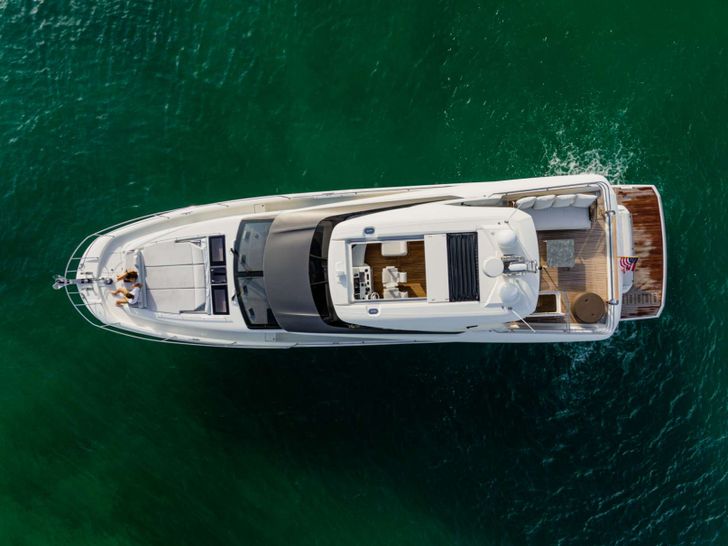 BAZINGA Prestige 690 Crewed Motor Yacht Aerial View