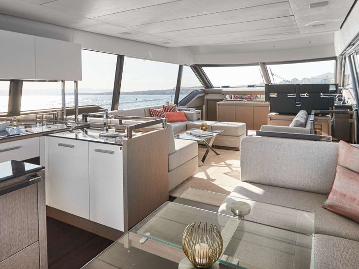 BAZINGA Prestige 690 Crewed Motor Yacht Main Saloon