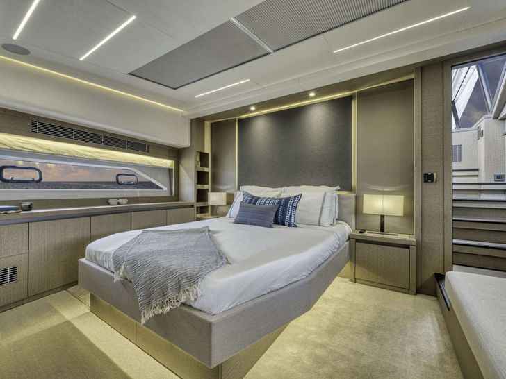 BAZINGA Prestige 690 Crewed Motor Yacht Master Cabin