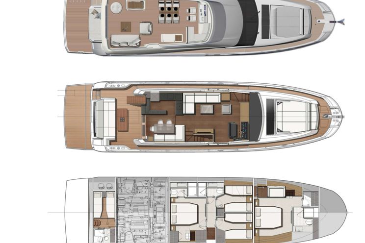Layout for BAZINGA Prestige 690 Crewed Motor Yacht Layout