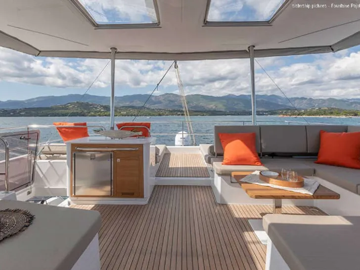 LOOMA Fountaine Pajot Alegria 67 Crewed Catamaran Seating Area