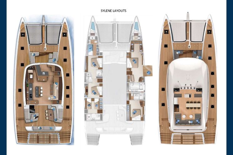 Layout for SYLENE Lagoon Seventy 7 Luxury Crewed Catamaran Yacht layout