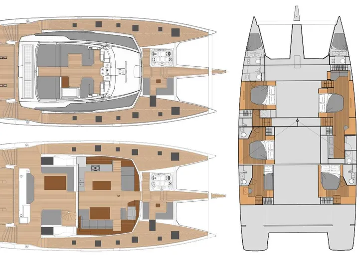 INDULGENCE Fountaine Pajot Alegria 67 Crewed Catamaran Yacht Layout