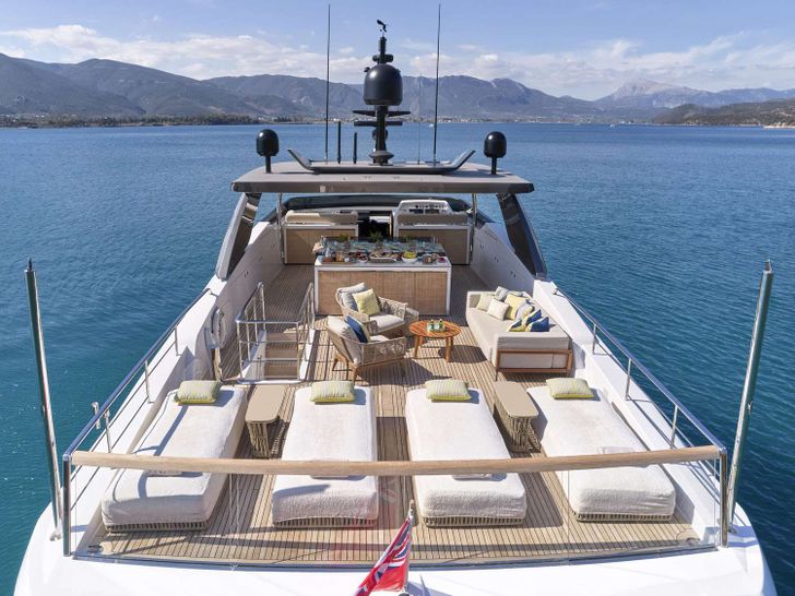 Sanlorenzo Crewed Motor Yacht RARE DIAMOND Upper Deck Aerial View Sanlorenzo Crewed Motor Yacht RARE DIAMOND Upper Deck Aerial View