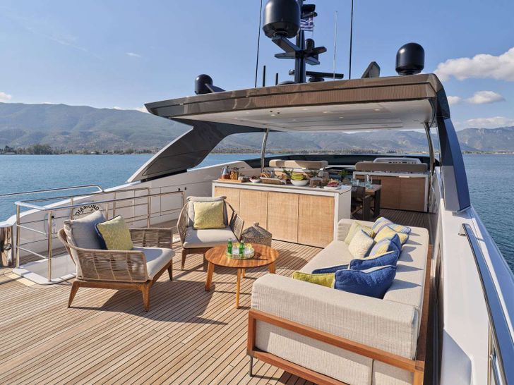 Sanlorenzo Crewed Motor Yacht RARE DIAMOND Upper Deck Lounge Area Sanlorenzo Crewed Motor Yacht RARE DIAMOND Upper Deck Lounge Area