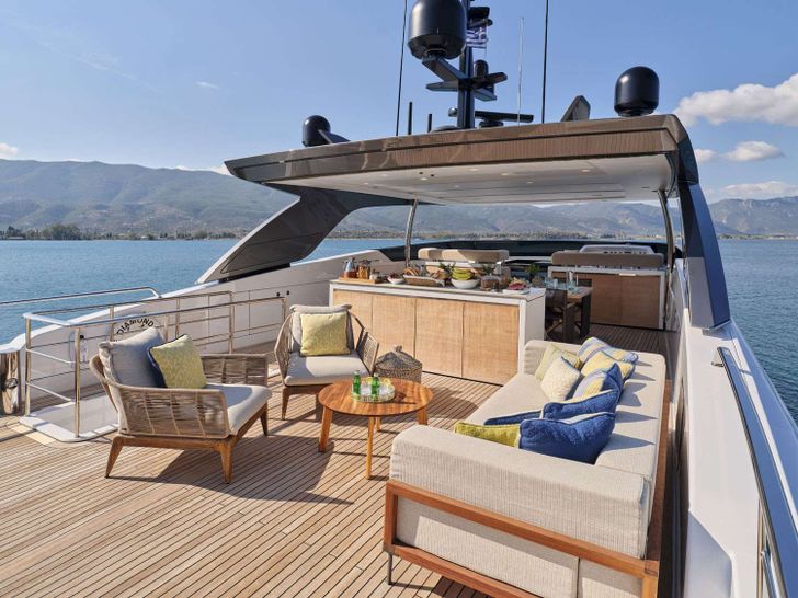 Sanlorenzo Crewed Motor Yacht RARE DIAMOND Upper Deck Lounge Area