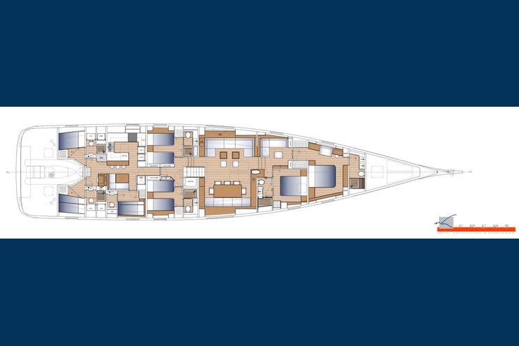 Layout for FANCY - Nautor's Swan 180, yacht layout