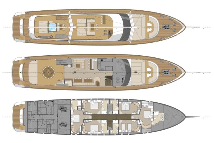 Layout for AURUM SKY - Custom Sailing Yacht 43m, luxury sailing yacht layout