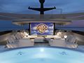 BLACK SWAN - Custom Yacht 50 m,flybridge movie night:shot from the jacuzzi BLACK SWAN - Custom Yacht 50 m,flybridge movie night:shot from the jacuzzi