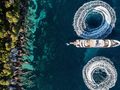 BLACK SWAN - Custom Yacht 50 m,aerial view anchored with jet skis BLACK SWAN - Custom Yacht 50 m,aerial view anchored with jet skis