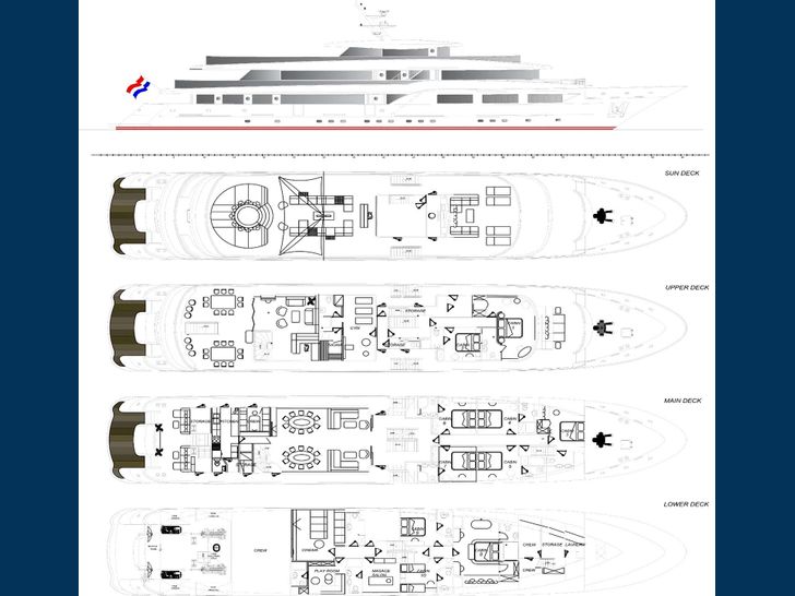 BLACK SWAN - Custom Yacht 50 m,luxury motor yacht layout