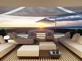 BLACK SWAN - Custom Yacht 50 m,flybridge seating area under the sunset BLACK SWAN - Custom Yacht 50 m,flybridge seating area under the sunset