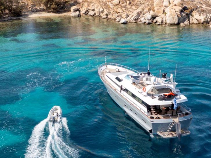 SHIVA - Cantieri di Pisa 26 m,aerial stern shot with waterline SHIVA - Cantieri di Pisa 26 m,aerial stern shot with waterline