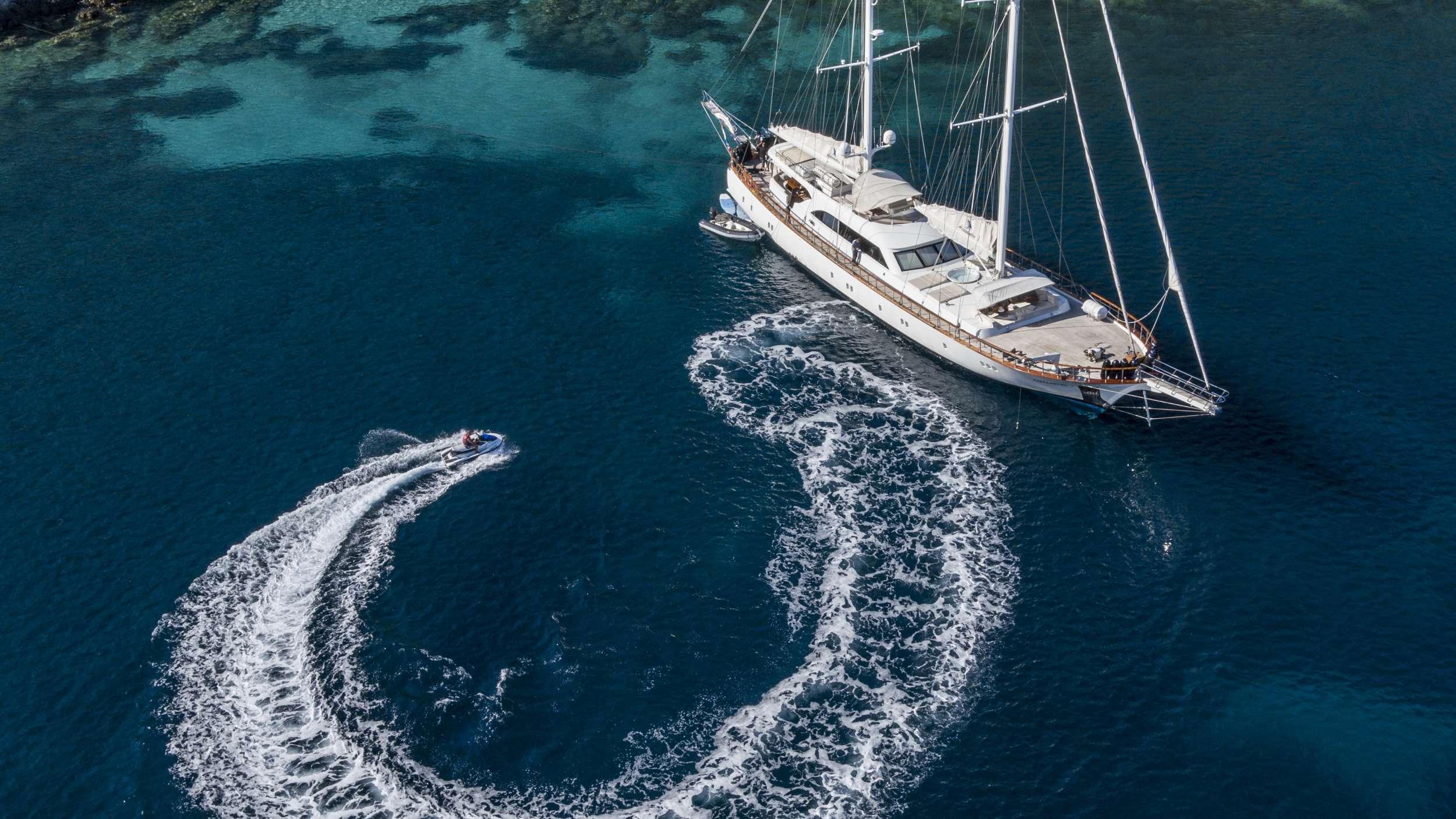 ALESSANDRO I Custom Sailing Yacht 40m - anchored aerial shot