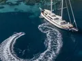 ALESSANDRO I Custom Sailing Yacht 40m - anchored aerial shot ALESSANDRO I Custom Sailing Yacht 40m - anchored aerial shot