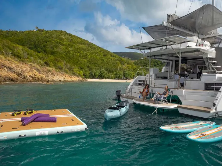 SALTY DOG Leopard 50 - aft shot with the water toys SALTY DOG Leopard 50 - aft shot with the water toys