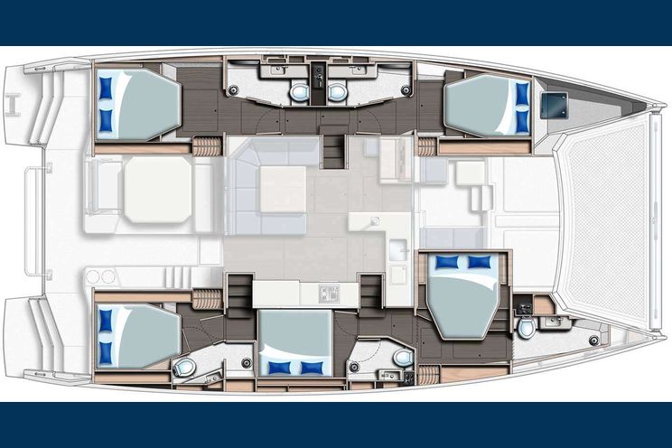 Layout for SALTY DOG Leopard 50 catamaran yacht layout