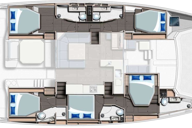 Layout for SALTY DOG Leopard 50 catamaran yacht layout