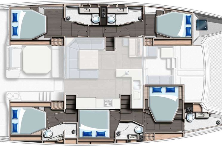 Layout for SALTY DOG Leopard 50 - catamaran yacht layout
