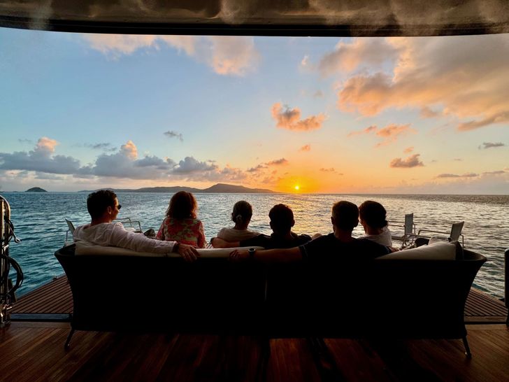 ONE PLANET Sunreef 70 Eco - guests enjoying the sunset ONE PLANET Sunreef 70 Eco - guests enjoying the sunset