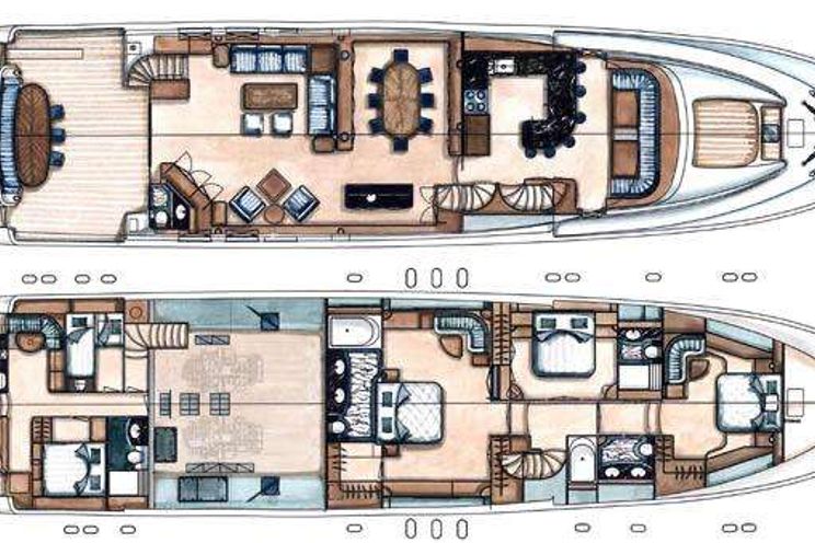 Layout for ALMOST THERE - Horizon 106, motor yacht layout
