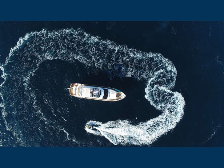 LUKAS - Filippetti Yacht 24m,aerial shot with the dinghy