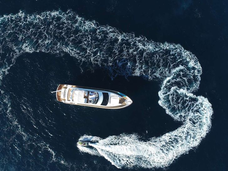 LUKAS - Filippetti Yacht 24m,aerial shot with the dinghy LUKAS - Filippetti Yacht 24m,aerial shot with the dinghy