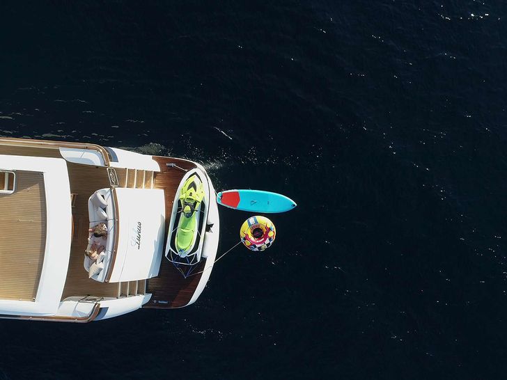 LUKAS - Filippetti Yacht 24m,aerial stern view with water toys LUKAS - Filippetti Yacht 24m,aerial stern view with water toys
