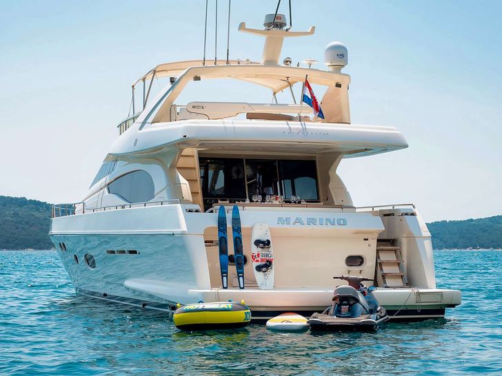 MARINO - Ferretti 730,stern shot anchored MARINO - Ferretti 730,stern shot anchored