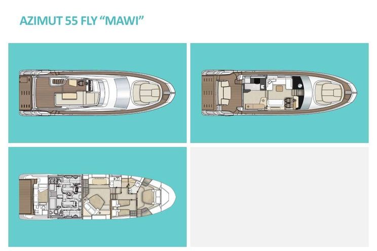 Layout for MAWI - Azimut 55 Fly, motor yacht layout