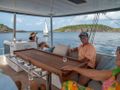 ISLAND HOPPIN 55 Lagoon 55 - guests on the flybridge ISLAND HOPPIN 55 Lagoon 55 - guests on the flybridge