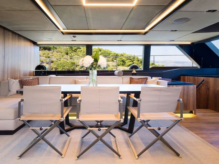 AMBER ONE Sunreef 70 - indoor dining area AMBER ONE Sunreef 70 - indoor dining area