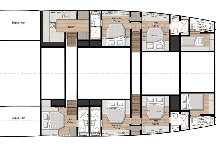 Layout for AMBER ONE Sunreef 70 - layout