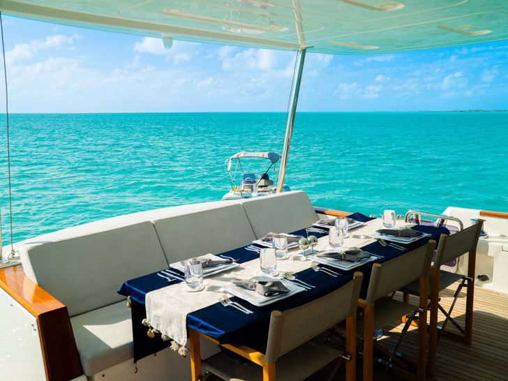 NORMAN`S T4 Sirena 68 - aft deck alfresco dining area NORMAN`S T4 Sirena 68 - aft deck alfresco dining area