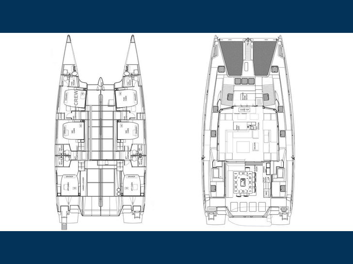 SEVEN - Voyage 590e,catamaran yacht layout