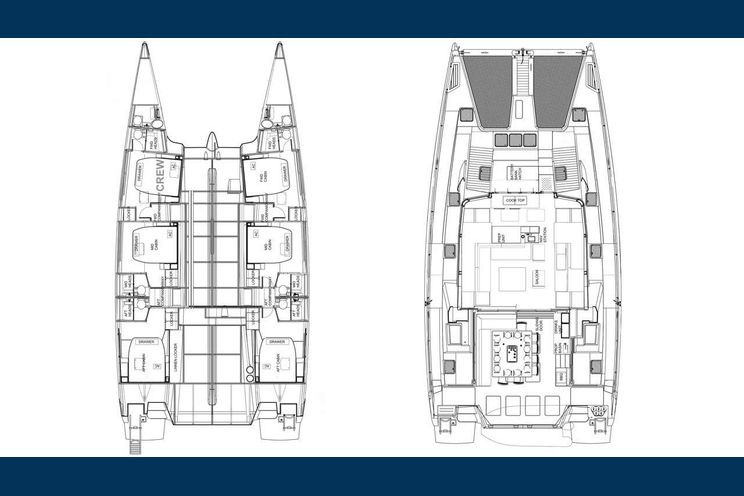 Layout for SEVEN - Voyage 590e, catamaran yacht layout