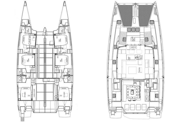Layout for SEVEN - Voyage 590e, catamaran yacht layout