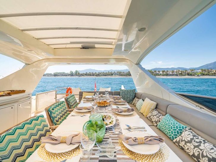 FOURTEEN - Canados 85 ft.,flybridge dining area