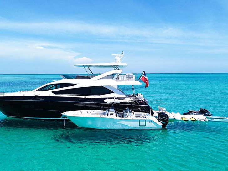 DADDY'S $ - Sunseeker 75 ft.,anchored with the dinghy DADDY'S $ - Sunseeker 75 ft.,anchored with the dinghy