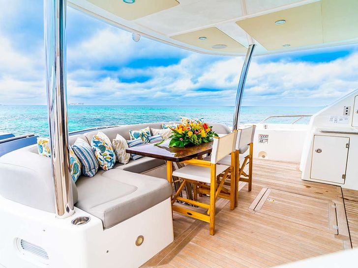 DADDY'S $ - Sunseeker 75 ft.,aft alfresco dining area DADDY'S $ - Sunseeker 75 ft.,aft alfresco dining area